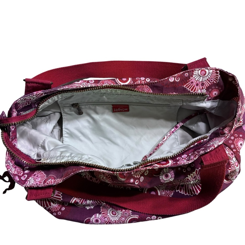 Kipling large Grapevine print travel clutch tote with monkey keychain - Picture 12 of 14